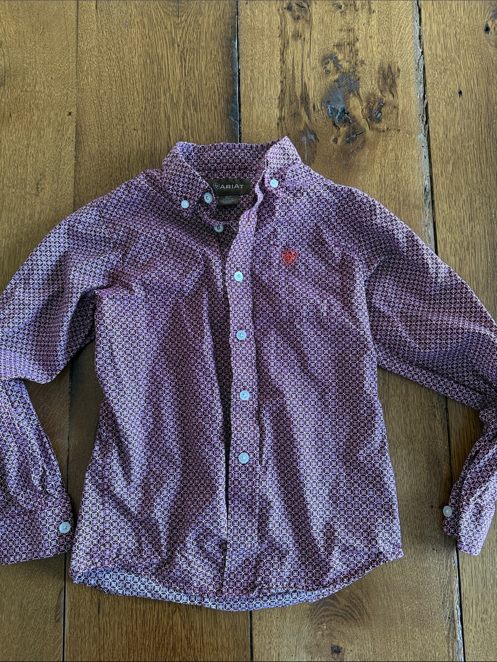 Ariat Boys' Maroon Geometric Button-Down Shirt